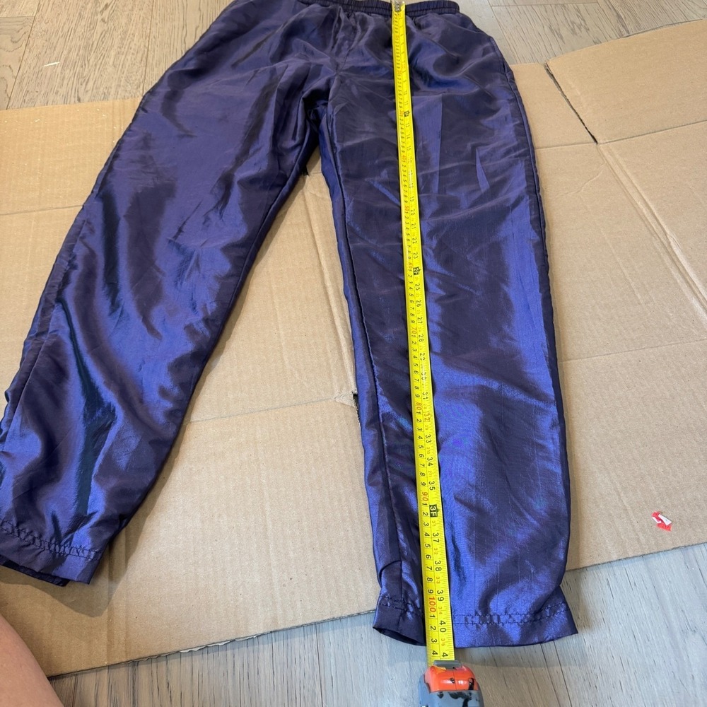 Vintage Lavon Holiday '98 Shiny Purple Nylon Lined Track Pants Joggers